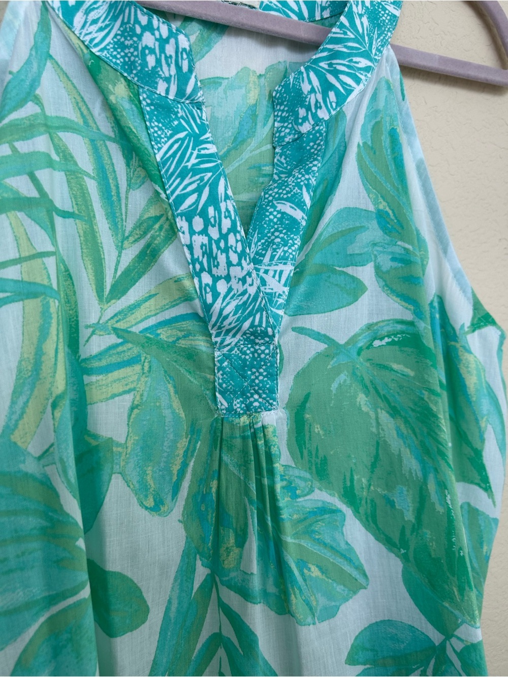 CHRISTIAN SIRIANO Cotton Tropical Top Sleeveless Hawaiian Halter Tunic Top M/L - Picture 3 of 7